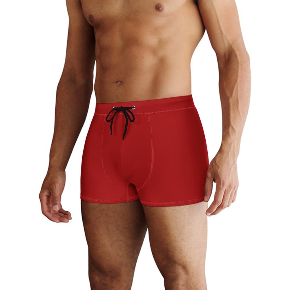 image:imageCOOFANDY Mens Square Leg Swim Briefs Tight Swim Trunks Swimsuit Athletic Bathing Suit Swimwear with LinerSolid Red