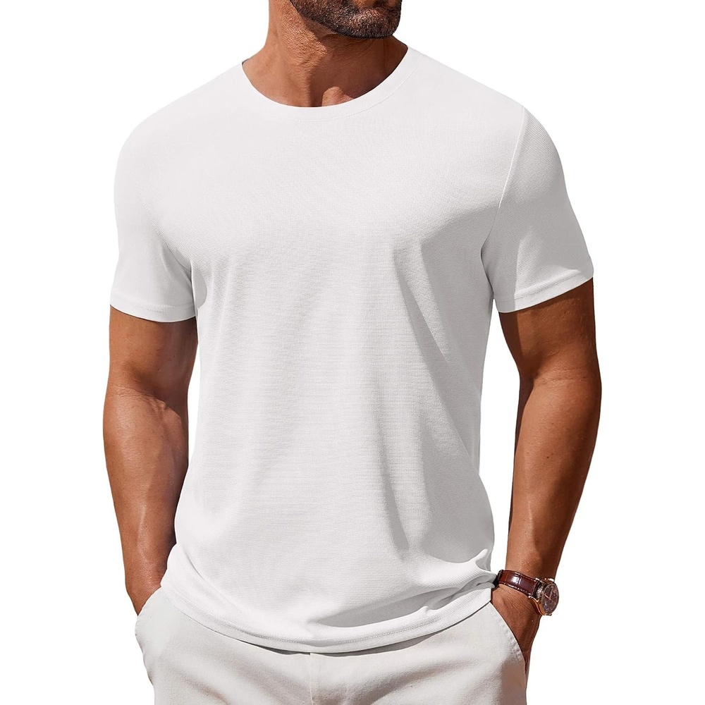 image:imageCOOFANDY Mens T Shirt Short Sleeve Crew Neck TShirt Casual Summer Classic Basic Tee Shirts01white