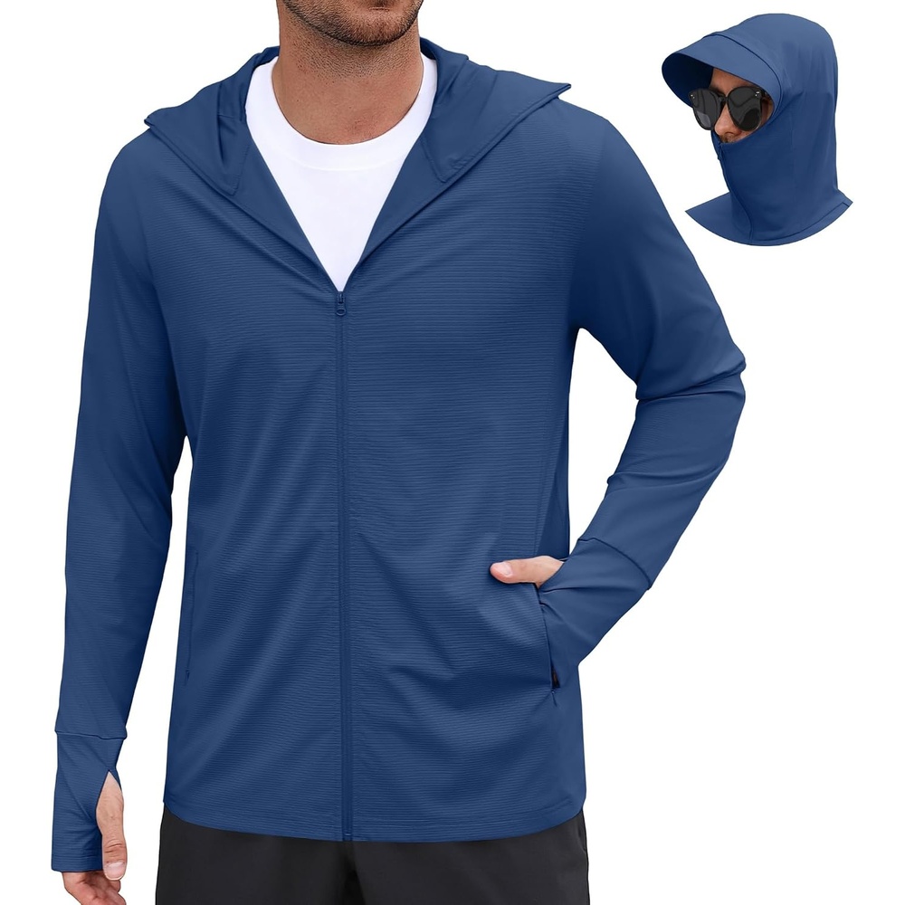 image:imageCOOFANDY Mens UPF 50 Sun Protection Hoodie Zip Up Lightweight UV Jacket Long Sleeve Sun Shirt Running Fishing Hiking OutdoorDark Blue