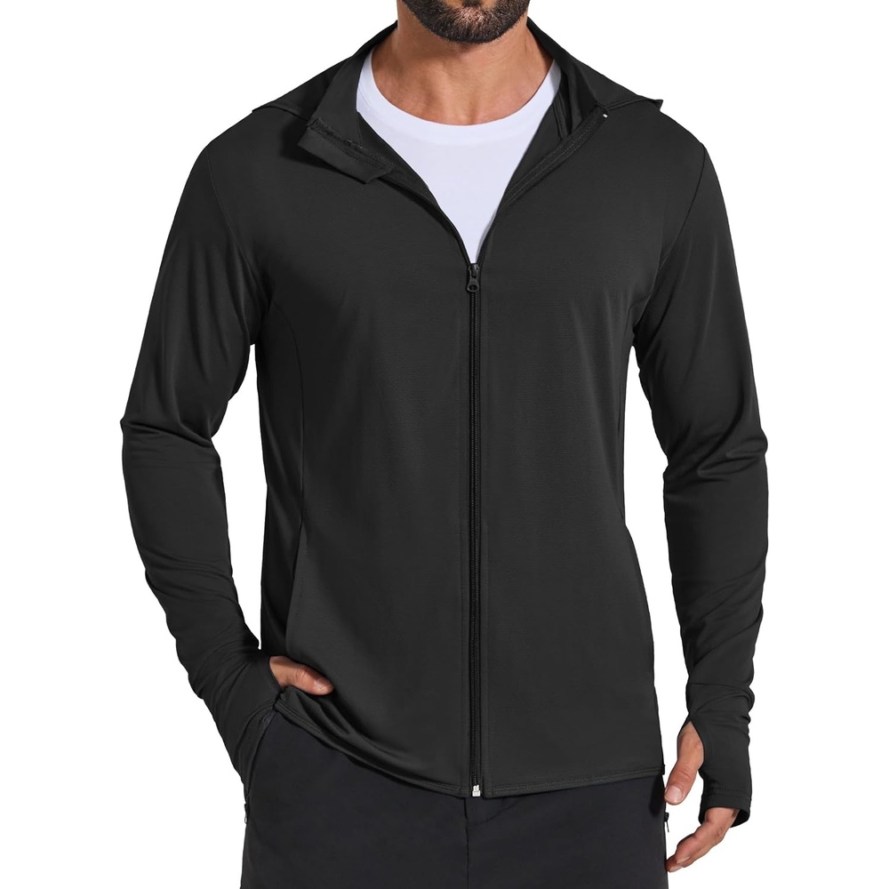 image:imageCOOFANDY Mens UPF 50 Sun Protection Lightweight Full Zip Hoodie Jacket Long Sleeve Fishing Hiking Performance ShirtBlack