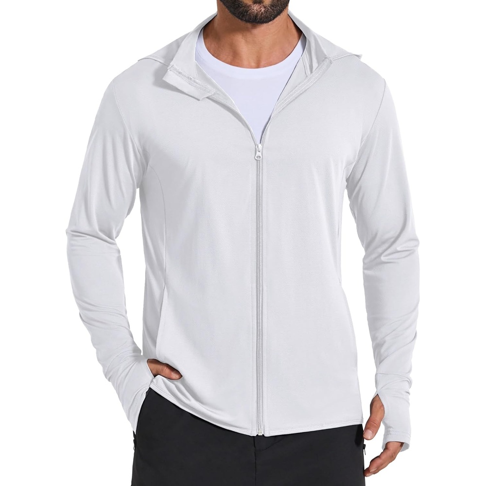 image:imageCOOFANDY Mens UPF 50 Sun Protection Lightweight Full Zip Hoodie Jacket Long Sleeve Fishing Hiking Performance ShirtWhite