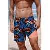 COOFANDY 2 in 1 Mens Swim Trunks 7 Inch Quick Dry Board Shorts Beach Swim Shorts Bathing Suit with Compression Liner(Hawaiian Leaves)