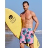 COOFANDY 2 in 1 Mens Swim Trunks 7 Inch Quick Dry Board Shorts Beach Swim Shorts Bathing Suit with Compression Liner(Pink Tree)