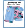 COOFANDY 2 in 1 Mens Swim Trunks 7 Inch Quick Dry Board Shorts Beach Swim Shorts Bathing Suit with Compression Liner(Pink Tree)