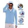 COOFANDY Full-Zip Men’s Lightweight Hoodie UPF 50 – Breathable Sun Protection Jacket with Pockets for Golf, Fishing, Hiking(Blue)