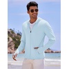 COOFANDY Full-Zip Men’s Lightweight Hoodie UPF 50 – Breathable Sun Protection Jacket with Pockets for Golf, Fishing, Hiking(Clear Blue)