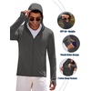 COOFANDY Full-Zip Men’s Lightweight Hoodie UPF 50 – Breathable Sun Protection Jacket with Pockets for Golf, Fishing, Hiking(Dark Grey)