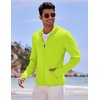 COOFANDY Full-Zip Men’s Lightweight Hoodie UPF 50 – Breathable Sun Protection Jacket with Pockets for Golf, Fishing, Hiking(Lemon Green)