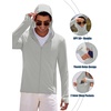 COOFANDY Full-Zip Men’s Lightweight Hoodie UPF 50 – Breathable Sun Protection Jacket with Pockets for Golf, Fishing, Hiking(Light Gray)