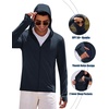 COOFANDY Full-Zip Men’s Lightweight Hoodie UPF 50 – Breathable Sun Protection Jacket with Pockets for Golf, Fishing, Hiking(Navy Blue)