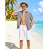 COOFANDY Linen Shirts for Men Short Sleeve Button Down Shirt Casual Beach Summer Vacation Shirt with Pocket(Dark Gray)