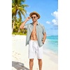 COOFANDY Linen Shirts for Men Short Sleeve Button Down Shirt Casual Beach Summer Vacation Shirt with Pocket(Sage Green)