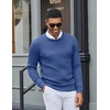 COOFANDY Men Crew Neck Knit Sweaters Lightweight Knitted Sweaters Long Sleeve Pullover Sweater Casual Dress Sweater(Blue)