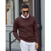 COOFANDY Men Crew Neck Knit Sweaters Lightweight Knitted Sweaters Long Sleeve Pullover Sweater Casual Dress Sweater(Brown)