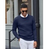COOFANDY Men Crew Neck Knit Sweaters Lightweight Knitted Sweaters Long Sleeve Pullover Sweater Casual Dress Sweater(Dark Blue)