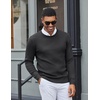 COOFANDY Men Crew Neck Knit Sweaters Lightweight Knitted Sweaters Long Sleeve Pullover Sweater Casual Dress Sweater(Dark Grey)