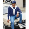 COOFANDY Men Crew Neck Knit Sweaters Lightweight Knitted Sweaters Long Sleeve Pullover Sweater Casual Dress Sweater(Navy Blue)
