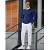 COOFANDY Men Crew Neck Knit Sweaters Lightweight Knitted Sweaters Long Sleeve Pullover Sweater Casual Dress Sweater(Navy Blue)