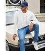 COOFANDY Men Crew Neck Knit Sweaters Lightweight Knitted Sweaters Long Sleeve Pullover Sweater Casual Dress Sweater(White)