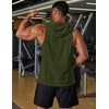 COOFANDY Men’s 2 Pack Workout Hooded Tank Tops Bodybuilding Muscle Cut Off T Shirt Sleeveless Gym Hoodies(Blackgreen)