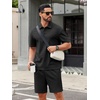 COOFANDY Men’s 2 Piece Outfits Casual Cotton Short Sleeve Polo Shirts and Shorts Sets Loose Fit Summer Athletic Track Suits(All Black)