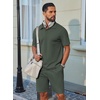COOFANDY Men’s 2 Piece Outfits Casual Cotton Short Sleeve Polo Shirts and Shorts Sets Loose Fit Summer Athletic Track Suits(Army Green)