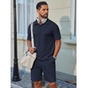 COOFANDY Men’s 2 Piece Outfits Casual Cotton Short Sleeve Polo Shirts and Shorts Sets Loose Fit Summer Athletic Track Suits(Dark Blue)