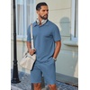 COOFANDY Men’s 2 Piece Outfits Casual Cotton Short Sleeve Polo Shirts and Shorts Sets Loose Fit Summer Athletic Track Suits(Grey Blue)
