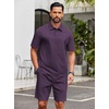 COOFANDY Men’s 2 Piece Outfits Casual Cotton Short Sleeve Polo Shirts and Shorts Sets Loose Fit Summer Athletic Track Suits(Purple)