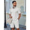 COOFANDY Men’s 2 Piece Outfits Casual Cotton Short Sleeve Polo Shirts and Shorts Sets Loose Fit Summer Athletic Track Suits(White)
