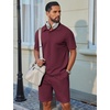 COOFANDY Men’s 2 Piece Outfits Casual Cotton Short Sleeve Polo Shirts and Shorts Sets Loose Fit Summer Athletic Track Suits(Wine Red)