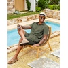 COOFANDY Men’s 2 Piece Outfits Cuban Guayabera Short Sleeve Shirts and Shorts Summer Beach Vacation Sets for Men(Army Green)