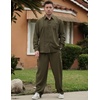 COOFANDY Mens 2 Piece Outfits Long Sleeve Button Down Cuban Shirt and Pants Set Summer Beach Sets(Army Green)