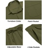COOFANDY Mens 2 Piece Outfits Long Sleeve Button Down Cuban Shirt and Pants Set Summer Beach Sets(Army Green)