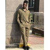 COOFANDY Mens 2 Piece Outfits Long Sleeve Button Down Cuban Shirt and Pants Set Summer Beach Sets(Army Green)