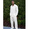 COOFANDY Mens 2 Piece Outfits Long Sleeve Button Down Cuban Shirt and Pants Set Summer Beach Sets(Beige)