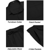 COOFANDY Mens 2 Piece Outfits Long Sleeve Button Down Cuban Shirt and Pants Set Summer Beach Sets(Black)