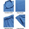 COOFANDY Mens 2 Piece Outfits Long Sleeve Button Down Cuban Shirt and Pants Set Summer Beach Sets(Blue)