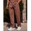 COOFANDY Mens 2 Piece Outfits Long Sleeve Button Down Cuban Shirt and Pants Set Summer Beach Sets(Brown)
