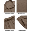 COOFANDY Mens 2 Piece Outfits Long Sleeve Button Down Cuban Shirt and Pants Set Summer Beach Sets(Brown)
