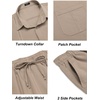 COOFANDY Mens 2 Piece Outfits Long Sleeve Button Down Cuban Shirt and Pants Set Summer Beach Sets(Khaki)