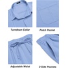 COOFANDY Mens 2 Piece Outfits Long Sleeve Button Down Cuban Shirt and Pants Set Summer Beach Sets(Light Blue)