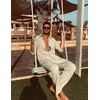 COOFANDY Mens 2 Piece Outfits Long Sleeve Button Down Cuban Shirt and Pants Set Summer Beach Sets(Light Green)