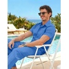 COOFANDY Men’s 2 Piece Sets Beach Outfits Cotton Short Sleeve Button Down Shirts Loose Pants Summer Vacation Casual Outfits(Blue)