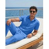 COOFANDY Men’s 2 Piece Sets Beach Outfits Cotton Short Sleeve Button Down Shirts Loose Pants Summer Vacation Casual Outfits(Blue)
