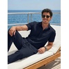 COOFANDY Men’s 2 Piece Sets Beach Outfits Cotton Short Sleeve Button Down Shirts Loose Pants Summer Vacation Casual Outfits(Blue Violet)