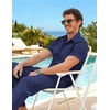 COOFANDY Men’s 2 Piece Sets Beach Outfits Cotton Short Sleeve Button Down Shirts Loose Pants Summer Vacation Casual Outfits(Navy Blue)