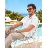 COOFANDY Men’s 2 Piece Sets Beach Outfits Cotton Short Sleeve Button Down Shirts Loose Pants Summer Vacation Casual Outfits(White Shirt/Moon Gray Pants)