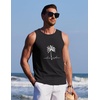 COOFANDY Mens Beach Tank Tops Summer Cotton Sleeveless Graphic T Shirts Palm Tree Casual Vacation Muscle Tank(Black-coconut Tree)