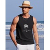 COOFANDY Mens Beach Tank Tops Summer Cotton Sleeveless Graphic T Shirts Palm Tree Casual Vacation Muscle Tank(Black-coconut Tree)